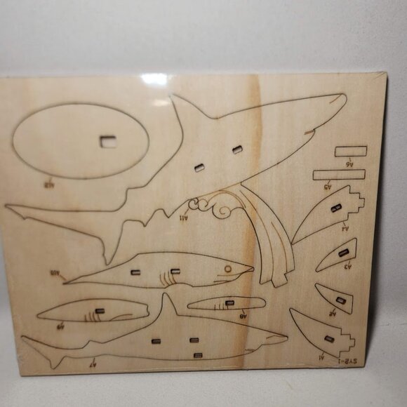 NEW 3D Wooden Shark Puzzle Sea Animal Model Kit STEM Crafts DIY Brain Teaser - Picture 5 of 7